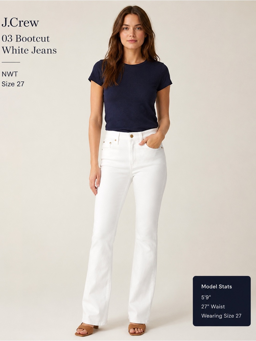 JCrew 03 Bootcut White NWT Sz 27